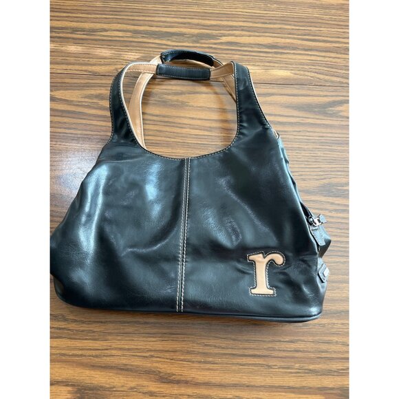 Nine West black cream zippered and snap bag with initial R - Picture 1 of 11